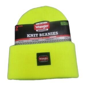 Wrangler 2 Pack Workwear Hat Beanie Knit Mens One Size Yellow Gray [82]